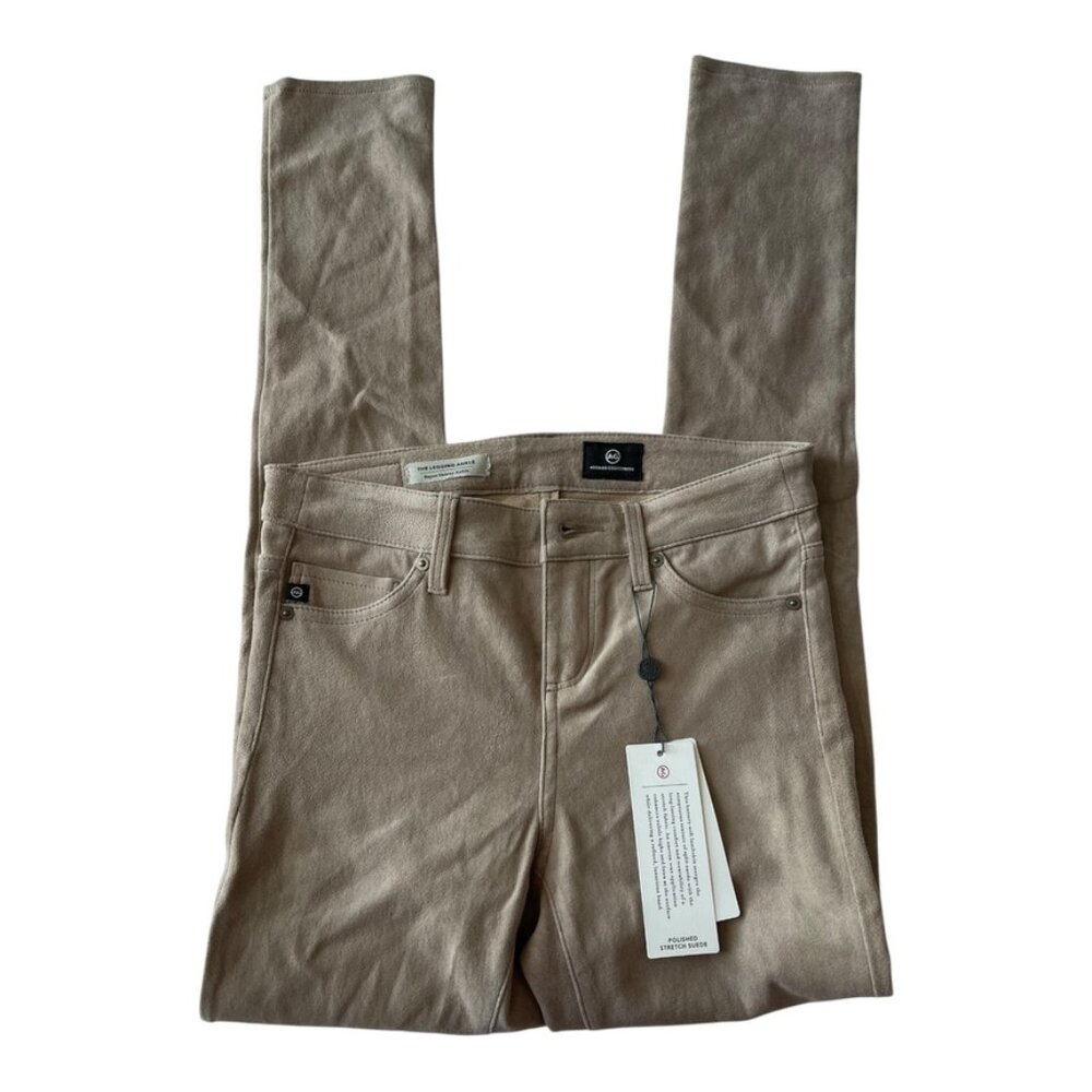Adriano Goldschmied AG Leather Suede Legging Women's Tan Super Skinny NEW Sz. 25 - Picture 6 of 14